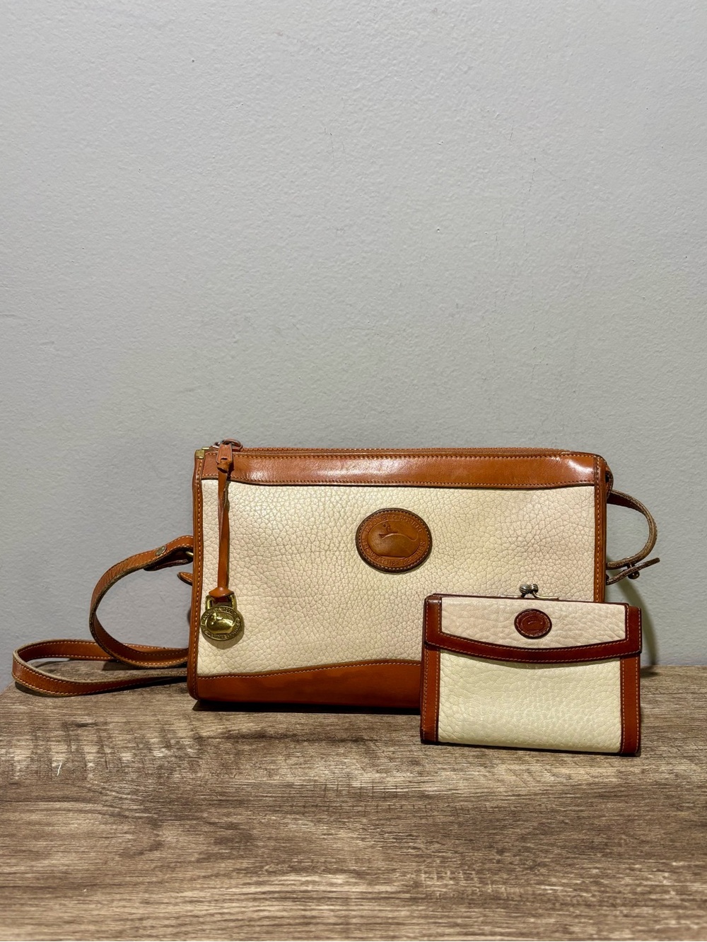 Vintage Dooney & Bourke Leather Crossbody Bag with Matching Wallet